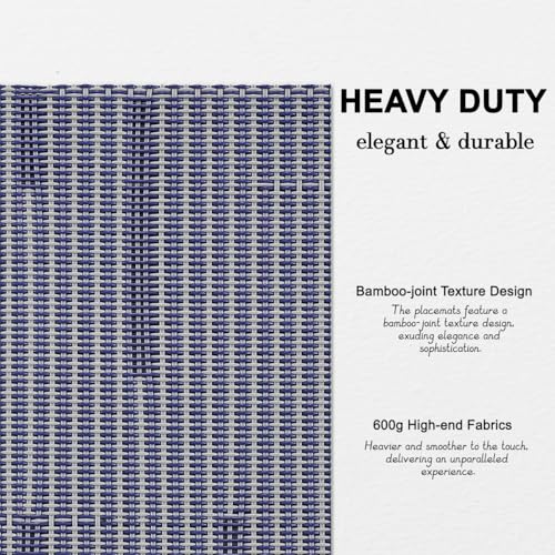 Placemats Set of 4, Vinyl Woven Heat-Resistant Place Mats - color: Blue Gray, size: Set of 4