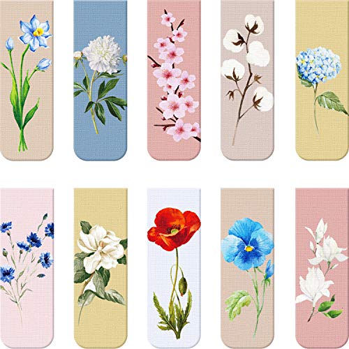 Chinco 10 Pieces Magnetic Bookmarks for Women Magnets Page Markers Clip Assorted Book Markers Set for Teachers Reading Gifts(Sweet Flower) - style: Sweet Flower