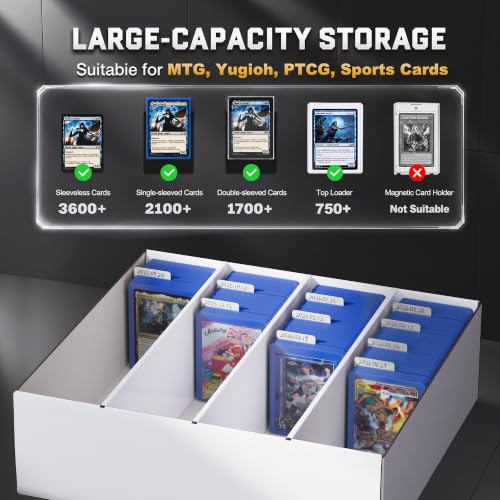 ZLCA 4 Row Trading Card Storage Box, 3200+ Standard Card 700+ Top Loader - color: Top Loader, size: 4 Row