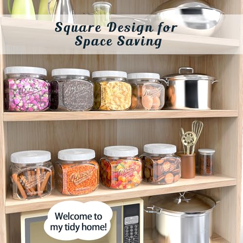 Glass Cookie Jar with Airtight Lid, 2 Pack 64 Oz Canning Jars - color: 64oz-Square-2 Pack-Screw Lid