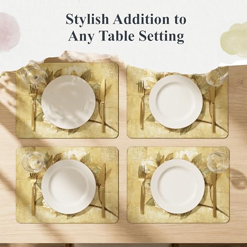 Pimpernel Sugar Magnolia Collection Placemat Set – (15.7" x 11.7") Cork-Backed Table Mats with Lacquer Finish, Heat & Stain Resistant, Decorative Dining Mats & Surface Protectors for Kitchen & Home - size: 15.7" x 11.7" Rectangular, style: Sugar Magnolia
