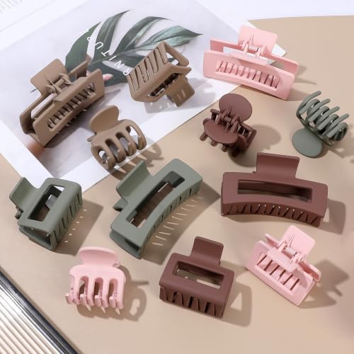 SMKSL 12 Pcs Hair Claw Clips for Women & Girls 3 Styles Hair Accessories - color: Neutral Harmony