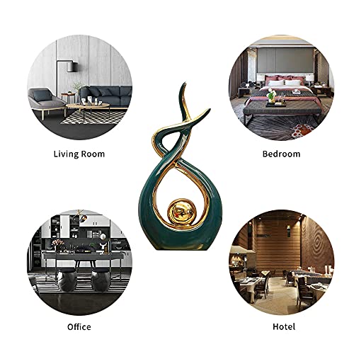 Norrclp Home Decor Modern Abstract Art Ceramic Statue Table Decor (Small) - color: Green and Gold, size: Small