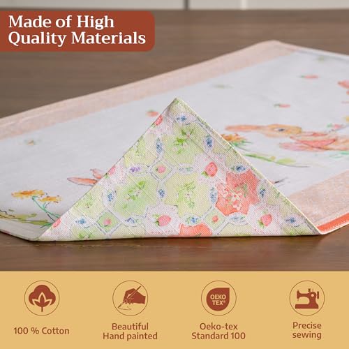 Maison d' Hermine Placemats Set of 4 Reusable 100% Cotton (13"x19") - color: 008 - Bunny Party, size: 13" X 19" (Pack of 4)