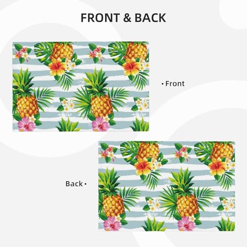 Summer Pineapple Palm Leaves Placemats Set of 6 12x18 Inch - color: Blue White Yellow, size: Set of 6