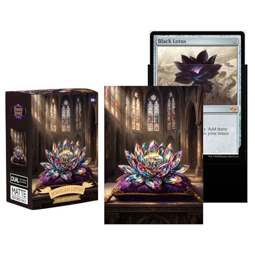 Katomula 100 MTG Card Sleeves with 100 Inner Sleeve, Textured Back Art Sleeves, Fit Standard Size Cards- Jeweled Lotus - color: Jeweled Lotus