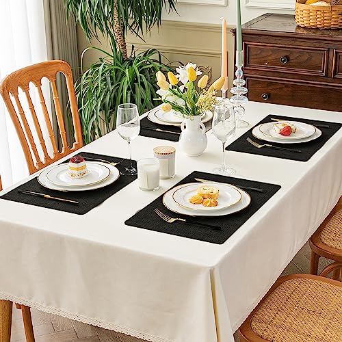 Romanstile Vinyl Placemats Set of 6, Reversible Faux Leather Wipeable Table Mats - color: Black, size: PCS4