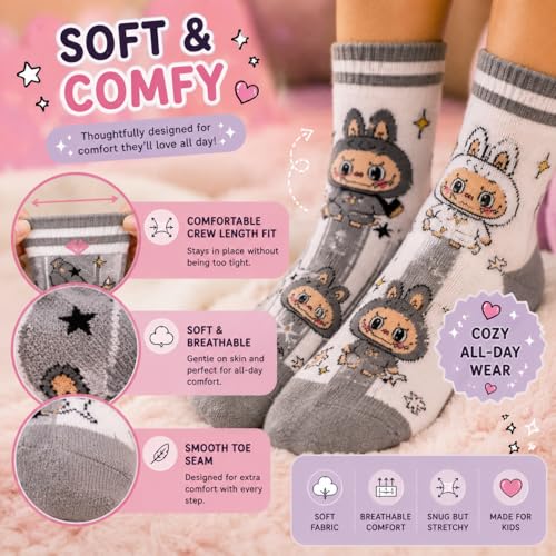 Cute Cartoon Kawaii Socks for Women – Aesthetic Funny Soft Novelty Gift - color: Moody Magic Crew