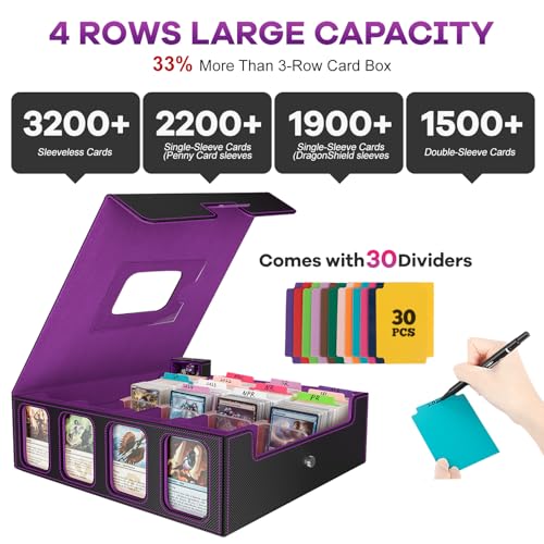 Gomyrod 4 Row 3200+ Trading Card Storage with Commander Display [US Patent] - color: Black/Purple, size: 3200+