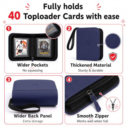 Mini 1 Pocket Top Loader Binder, Upgraded Widened Pages & Spine - color: Blue, size: 1