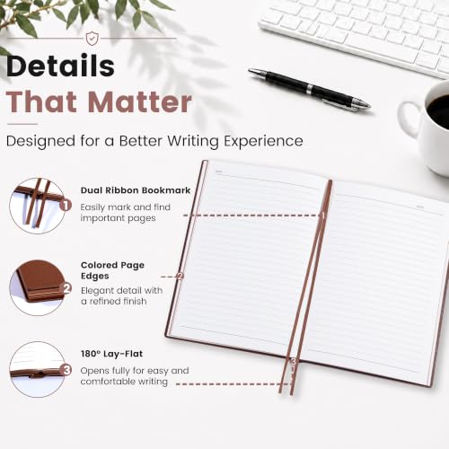 CAGIE College Ruled Journal for Men & Women, Softcover A5 Leather Notebook - color: Brown, size: 1 Pack