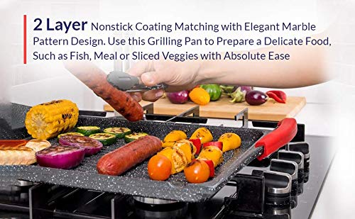 Moss & Stone Griddle Aluminum BBQ, Rectangle Grill Pan for Indoor Cooking - style: Rectangle Grill Pan