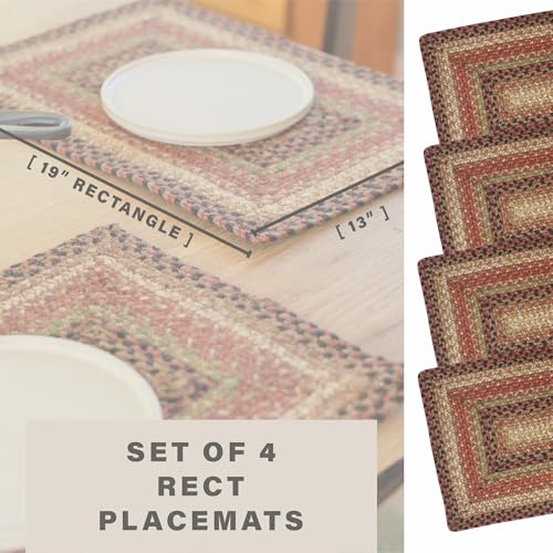 Homespice Gingerbread Jute Braided Placemats, Rect 13x19 Set of 4 - color: Gingerbread