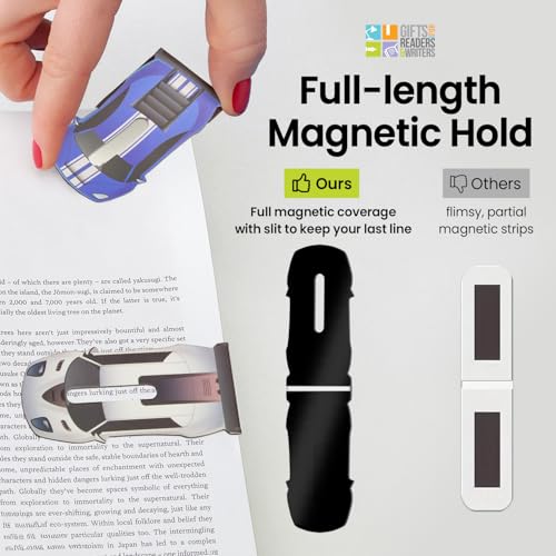 Thinking Gifts Magnetic Linemarker Bookmark for Easy Tracking - Car - color: Fast Cars