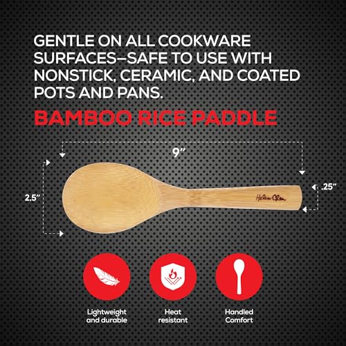 Helen’s Asian Kitchen Bamboo Rice Paddle Cooking Utensil, 9-Inch - style: Bamboo