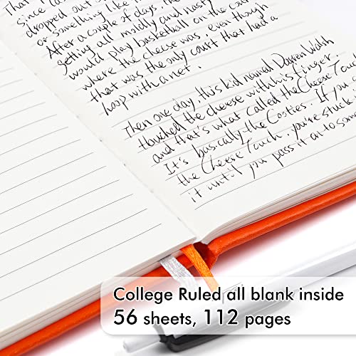 feela 6 Pack Pocket Mini Notebooks Bulk, Small Cute Memo Notepads Hardcover College Ruled Lined Journals with Pen Holder for School Business Work, with 6 Black Pens, 3.5”x 5.5”, A6, Orange - color: 6 Orange