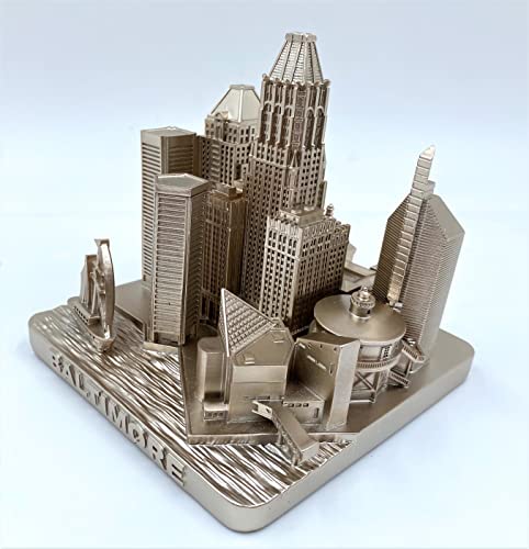 ZIZO Modern The World Landmarks Model Buildings City Skyline Statue for Home Decor for Boy Friends Gold 4" (Baltimore) - color: Baltimore