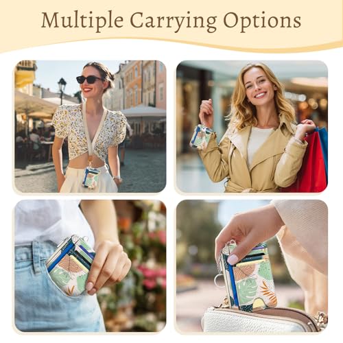 Kelvoris Credit Card Holder Small Wallet Women, Slim RFID, Abstract Leaves - color: Leaf