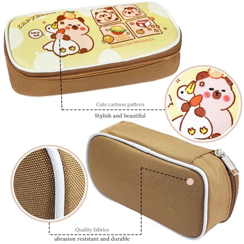 Capybara Pencil Case, Large Kawaii Pen Pouch for School and Office - style: Goose Capybara