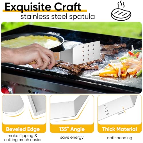 HaSteeL Griddle Accessories, 20Pcs Flat Top Grill Accessories for Camping - style: Wooden handle 20pcs
