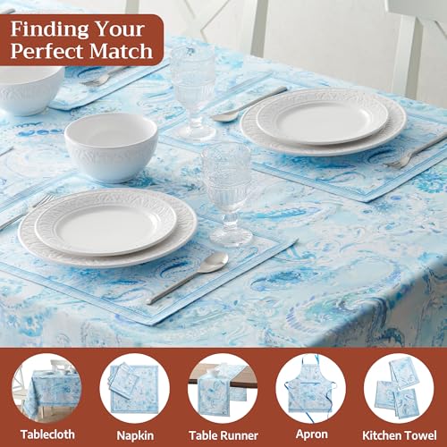Maison d' Hermine Placemats Set of 4 Reusable 100% Combed Cotton (13"x19") - color: 009 - Paisley Blues, size: 13" X 19" (Pack of 4)
