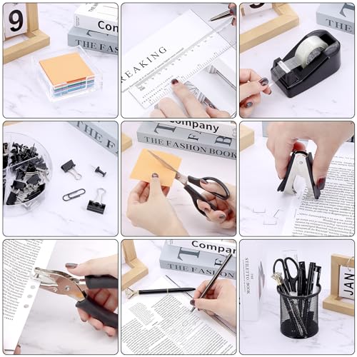 17 IN 1 Office Desk Organizer Set for Back to School Supplies Accessories - color: Black