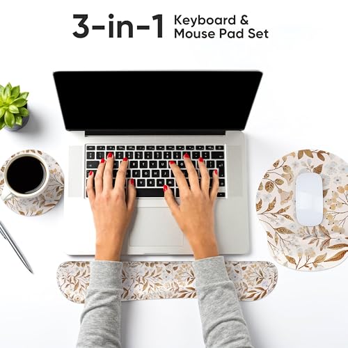 RICHEN Mouse Pad and Keyboard Wrist Rest, 3-in-1 Computer Mousepad and Coaster Set, Non-Slip Keyboard Wrist Rest and Mouse Pad Set Ergonomic Design (YKMWR-59) - color: Ykmwr-59