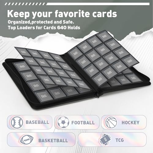 16 Pocket Toploader Binder,Holds 640 TopLoaders (16 Dark Grey) - color: 16Dark Grey