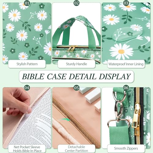 Bible Cover Case for Women, Large Bible Bag w/Study Supplies Journaling Kit