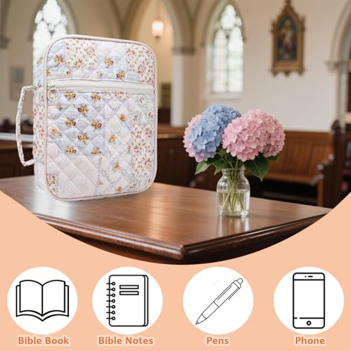Bible Cover Case For Women,Large Bible Bag with Study Supplies,Quilted Bible Carrying Case for Girls,Portable Bible Case with Highlighter, Pens,Tabs,Bible Study Gifts for Women - size: Style A