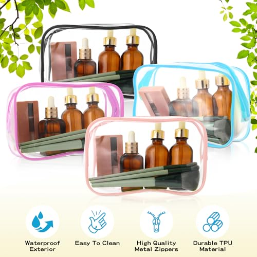 Weewooday 12 Pcs Clear Cosmetic Bags PVC Zipper,None - color: Dark Color, size: Medium