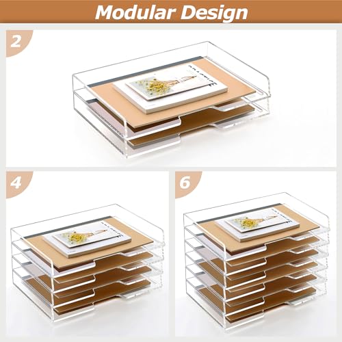 2 Pack-Stackable Paper Letter Tray Enlarged A4 File Desk Organizer Acrylic - style: Enlarged 2 Tier Trays