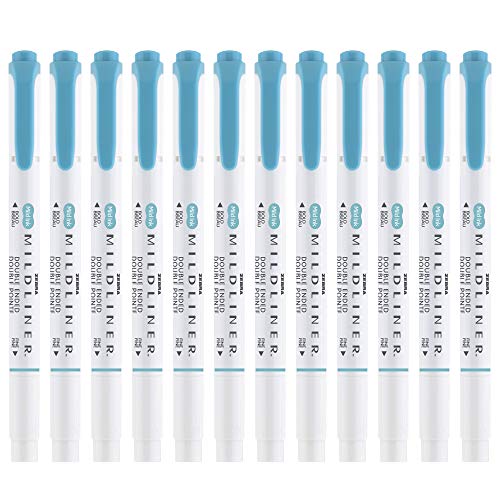 Zebra Pen MILDLINER No Bleed Highlighter, Smoke Blue, Dual Tip, 12-Pack - color: Smoke Blue