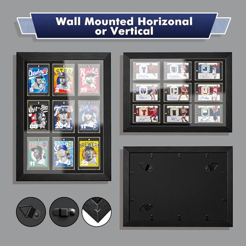 Trading Card Display Case, 9 Standard Baseball Card Display Frame - size: 9 Card-Black