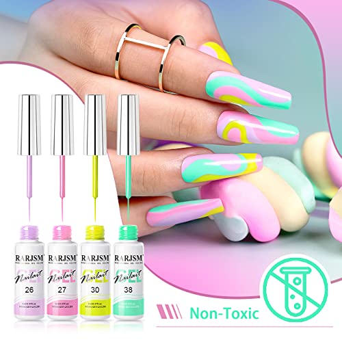 RARJSM Nail Art Gel Liner 24 Color Line Art Painted Gel Nail Polish Set Pink Blue Green Silver Gold Glitter for Nails Painting Drawing Soak Off U V L E D Curing Requires Bulid in Thin Nailart Brush - color: Purple