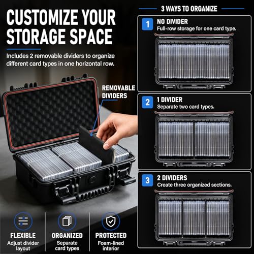 Graded Card Case, Baseball Card Storage Box for Trading Cards with Dividers - color: Compact