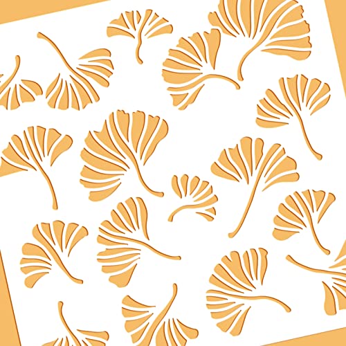 BENECREAT Ginkgo Leaves Drawing Stencils, 12x12inch Autumn Tree Leaf Painting Templates for Scrapbooking, Fabric, Floor Furniture, Wall Art