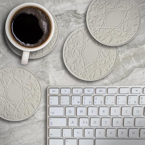 Thirstystone Victorian Lace 4 Pack Embossed Stone Coaster Set Manufactured in The USA Absorbent Classic