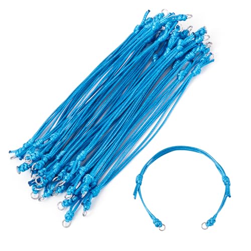 20Pcs Teal Adjustable Braided Cord Colorful Waxed Thread Half Finished Bracelet with Jump Rings for Wrist DIY Women Jewelry Making Friendship Fashion Bangle Accessory - color: Teal