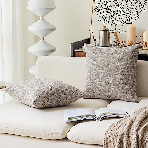 Kevin Textile Pillow Covers Faux Linen Toss Soft Throw Cushion Cases for Couch Sofa Bedroom, Invisible Zipper, 18x18 inches (Set of 2, Sesame Grey) - color: Sesame Grey, size: 18" x 18" (Pack of 2)