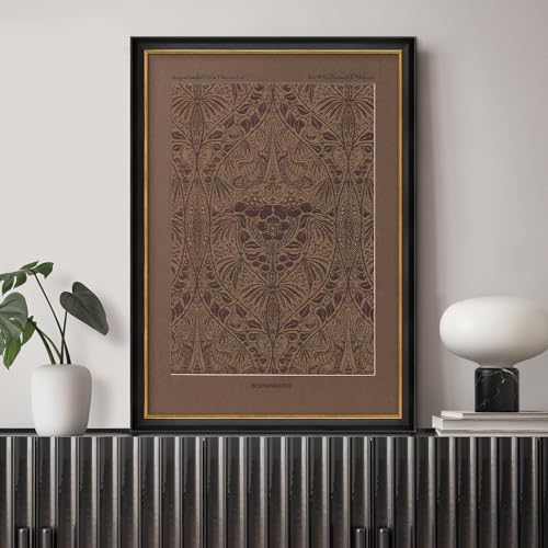 MUDECOR Premium Framed Wall Art Ornate Brown Jacquard Fabric Pattern Illustrations Impressionism Scenic Colorful for Living Room, Bedroom, Office - 26"x36" Black - color: A07-2308-na04, size: 36"L x 26"W, style: Black Frame