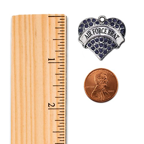 Inspired Silver - Air Force Brat - Silver Christmas Ornament - Blue Pave Heart Charm Christmas Tree Ornament with Cubic Zirconia - Holiday Hanging Decoration - style: Air Force Brat