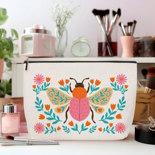 ZHAMEN Folk Art Beetle Makeup Bag Travel Organizer Pouch Cosmetic Bags 02 - color: Multicolor 1607