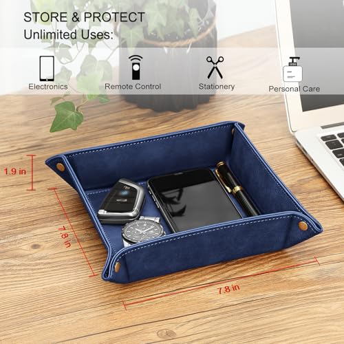 SITHON Valet Tray Desktop Storage Organizer Nightstand Caddy Holder - color: Dark Blue
