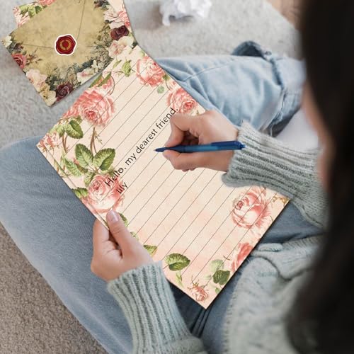 160 Pcs Stationery Paper Envelopes Set - color: Vintage Floral