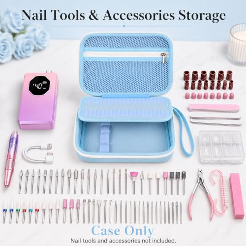 ALKOO 40-Slot Nail Drill Organizer Case with Nail Drill Bit Holder - color: Blue