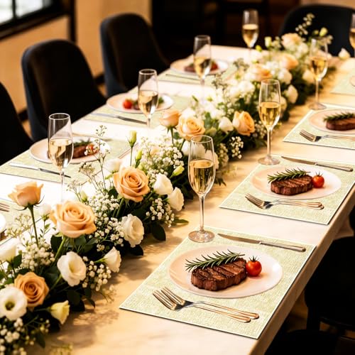 Faux Leather Placemats Set of 6, 11.8"x17.7", Off-White - color: Off-white, size: Set of 6