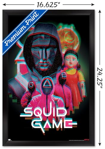 Trends International Netflix Squid Game: Season 2 - Group Glitch Wall Poster, 22.4L x 14.7W, Black Framed Version - color: Black Framed Version, size: 22.4"L x 14.7"W