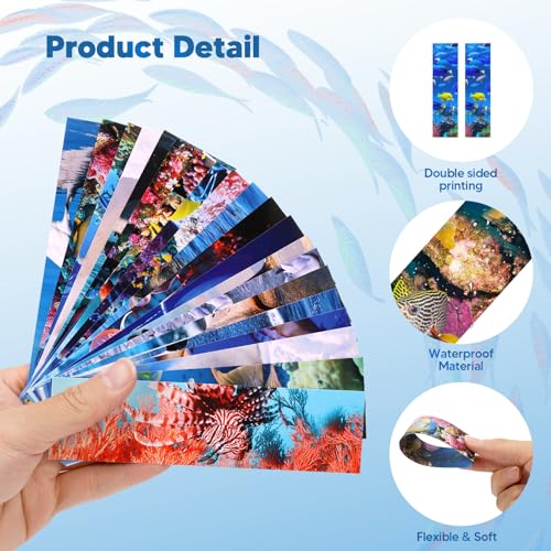 300PCS Ocean Bulk Bookmarks for Kids Classroom 60 Designs Cool Ocean Bookmark Cute Book Mark Double Sided Bookmark for Book Lovers Students Children Rewards Gifts - color: 300 Ocean