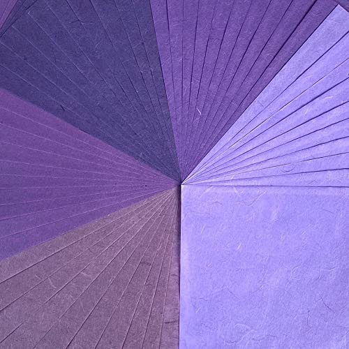 Natural Fiber Mulberry Paper Sheets 6 x 6 Inches, 50 PCS Handmade Craft Paper for Origami, Scrapbooking, Card Making, DIY Decoration, Mixed Media Art (Purple Tone, 6x6 Inch) - color: Lavender Tone, size: 6 x 6 inches